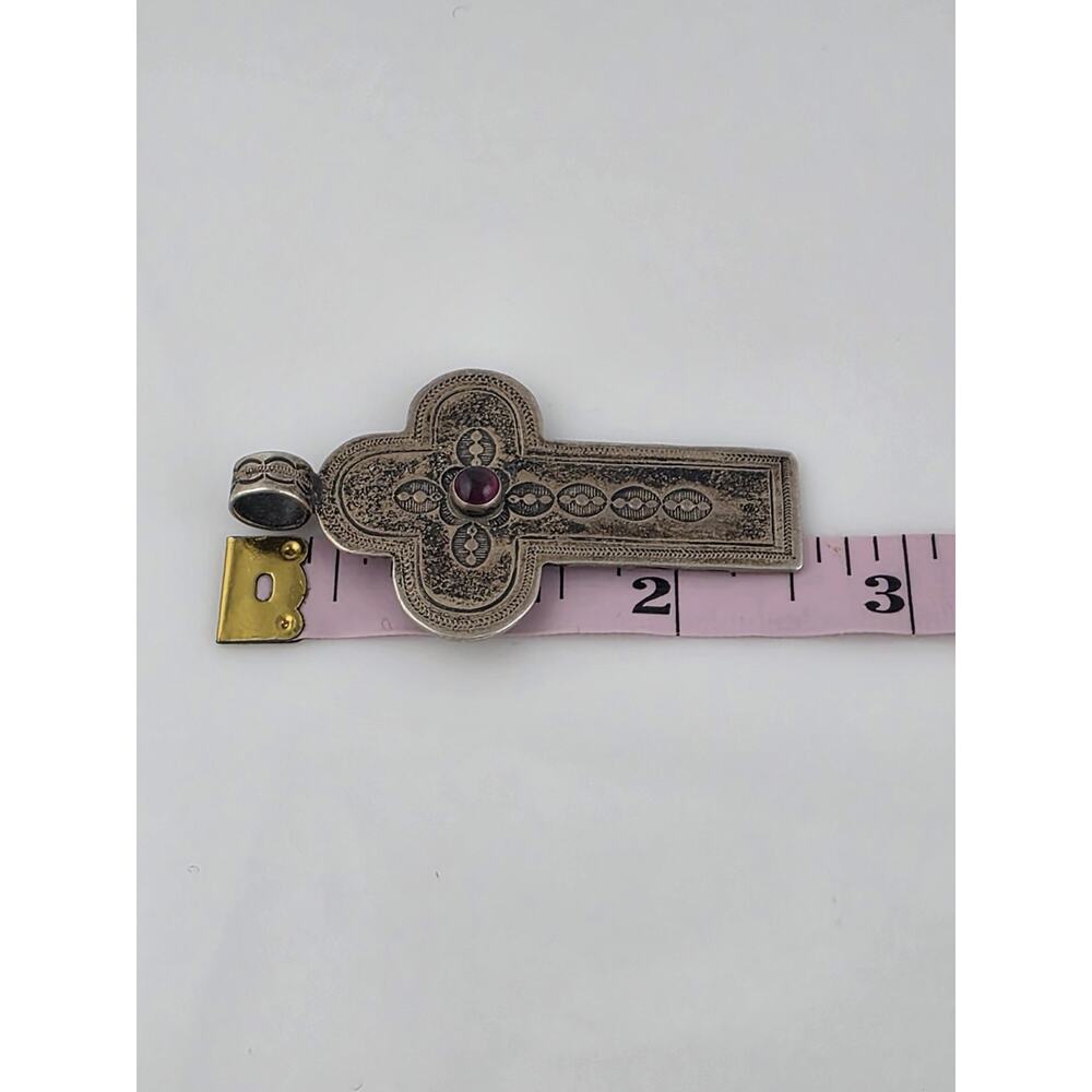 Don Lucas Native American Sterling Silver 925 Gem Stone Cross Pendent - Picture 11 of 14